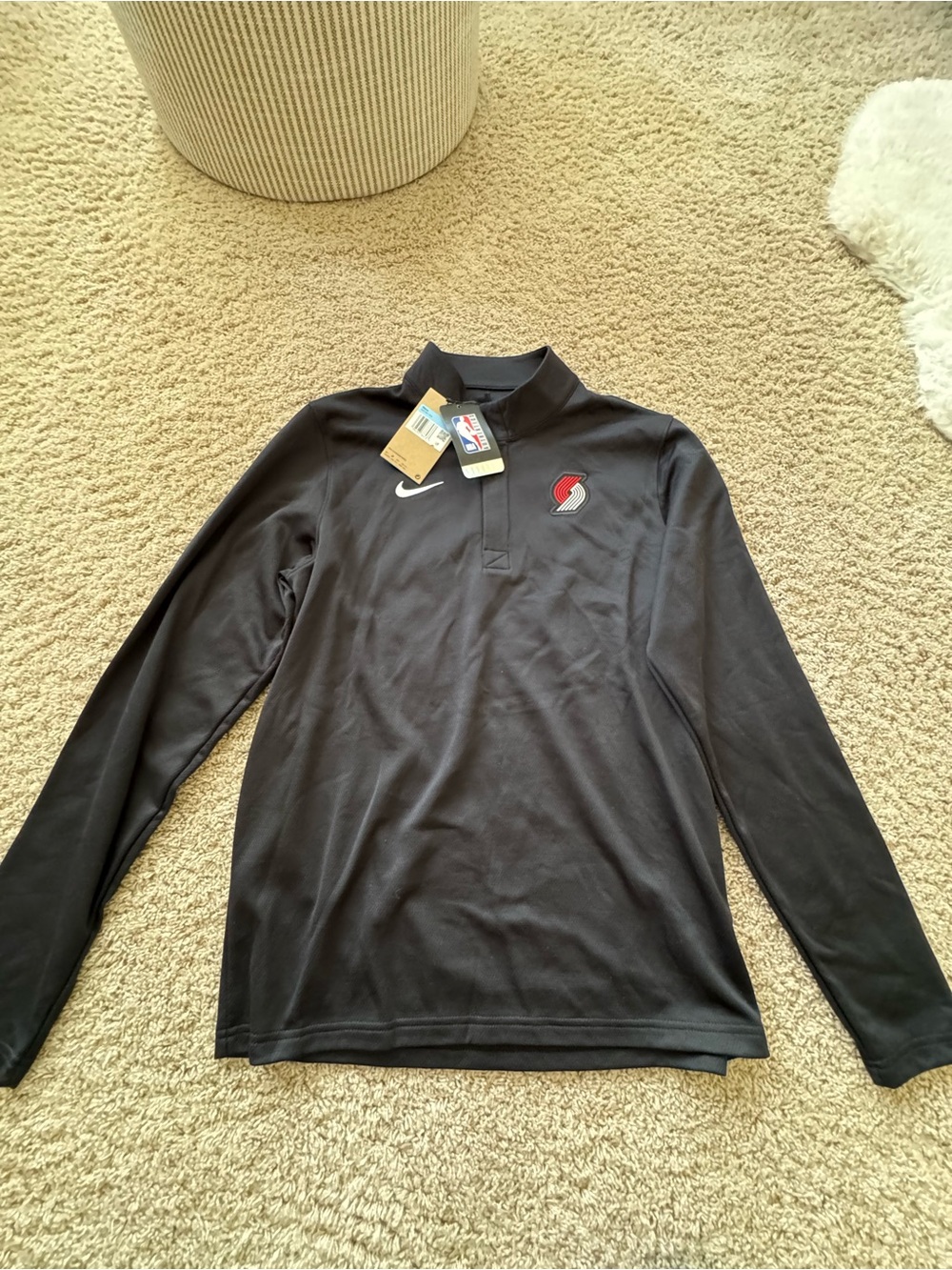 Nike Black Long-Sleeve Quarter-Zip Pullover with Red & White Logo